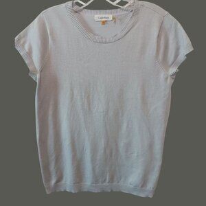 Calvin Klein Womens Short Sleeve Knit Top Silver P.Medium